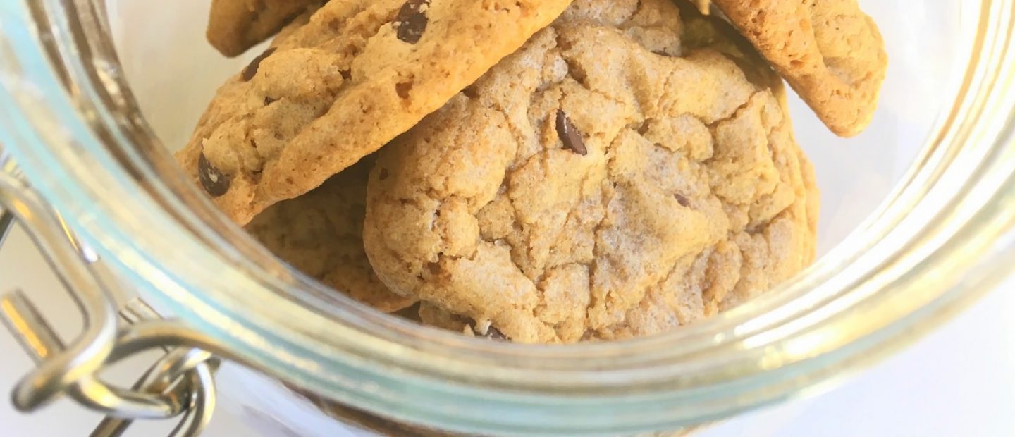 Chocolate chip cookies in jar